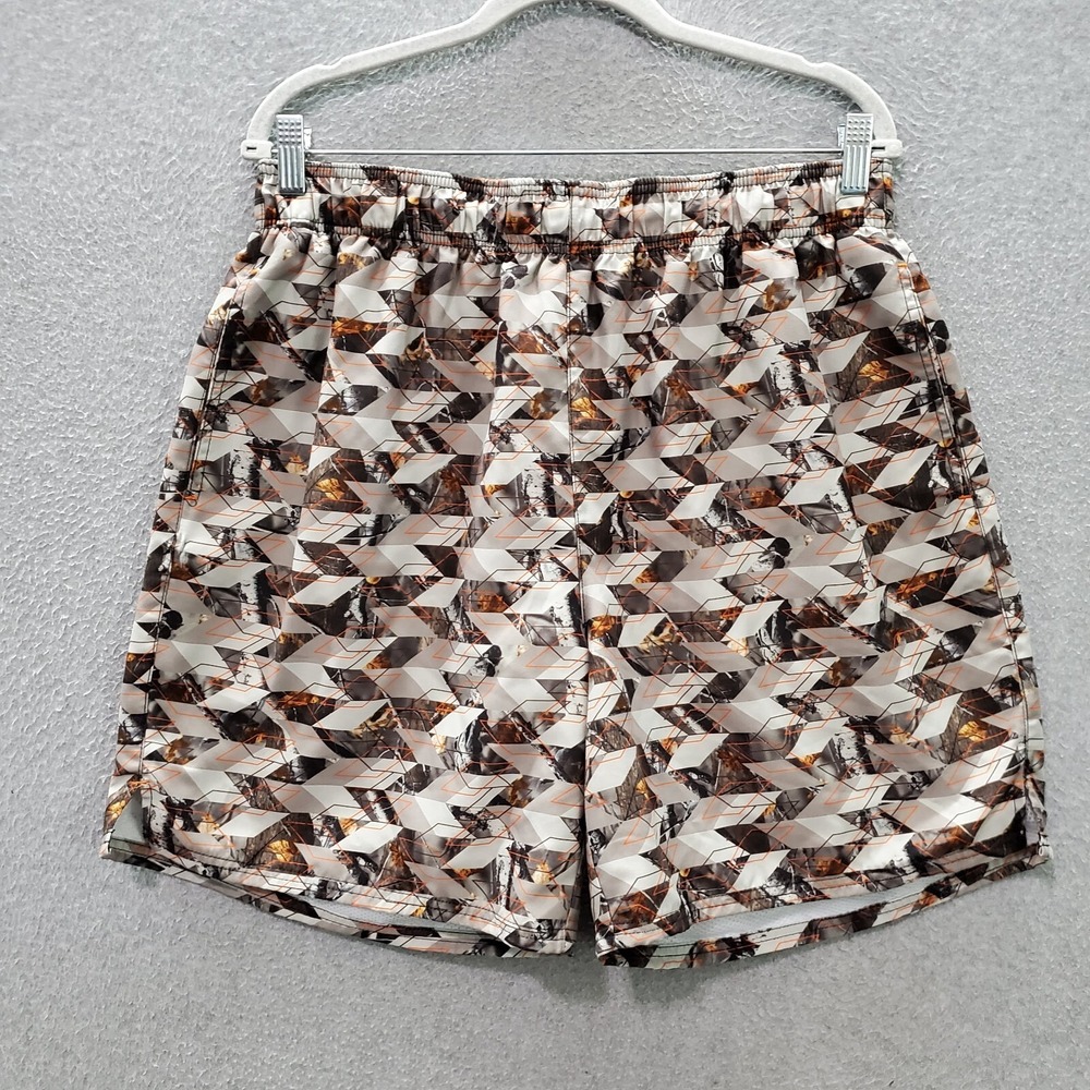 Legendary Whitetails Men Swimwear L Brown Geometric Trunks Outdoor Graphic Print